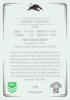 2019 NRL Elite #098 James Tamou Back